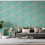 Papel-de-Parede-Vinilizado-Mandala-Verde-e-Amarelo