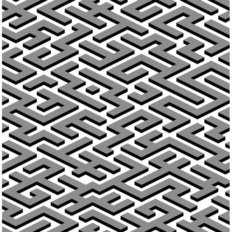 Papel-de-Parede-Vinilico-Geometrico-Labirinto-Cinza-e-Preto