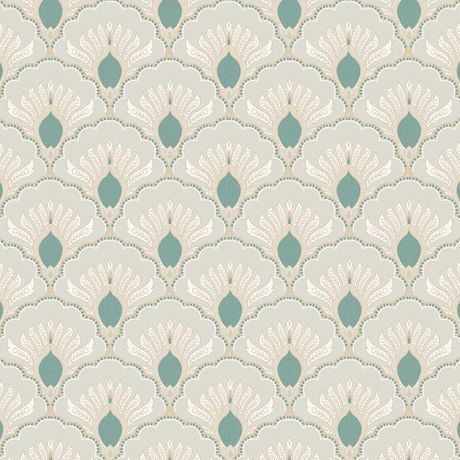 Papel de Parede Arabesco Texturizado Verde e Bege