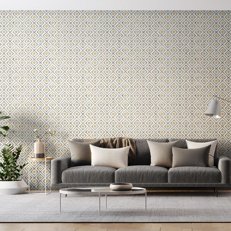 Papel-de-Parede-Linhas-Losangos-Bege-e-Laranja