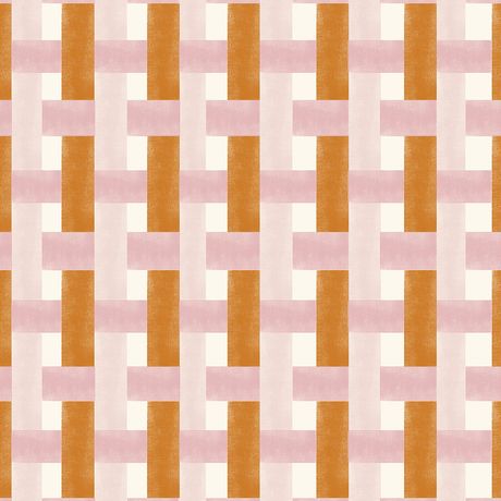 Papel de Parede Listrado Retângulo Laranja e Rosa
