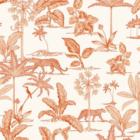Papel de Parede Toile de Jouy Selva Laranja