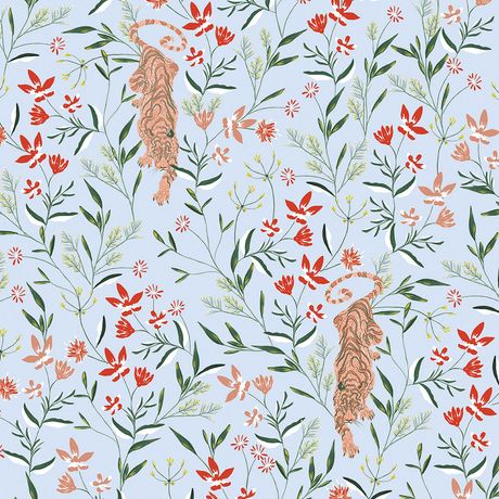 Papel de Parede Tigresa Rosa e Azul