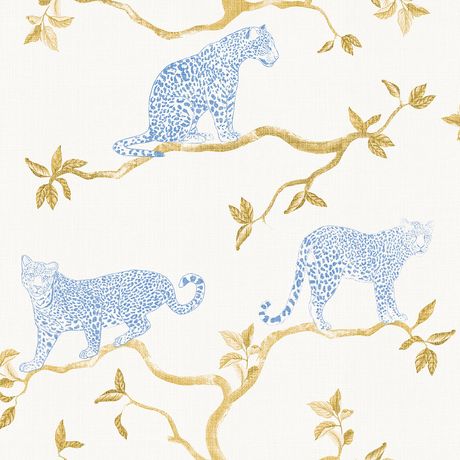 Painel de Parede Felinos Azul e Amarelo