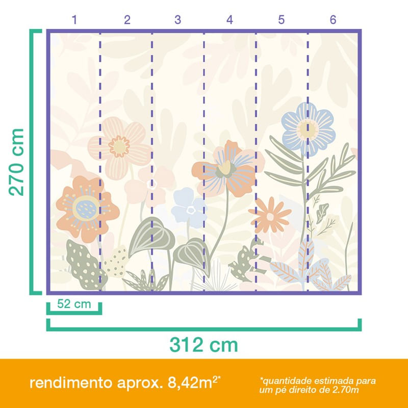 Painel-de-Parede-Flores-Graficas-Bege-e-Verde