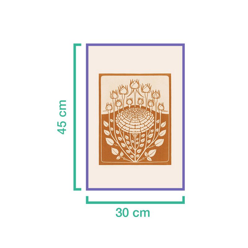 Painel-de-Parede-Flores-Laranja-e-Bege