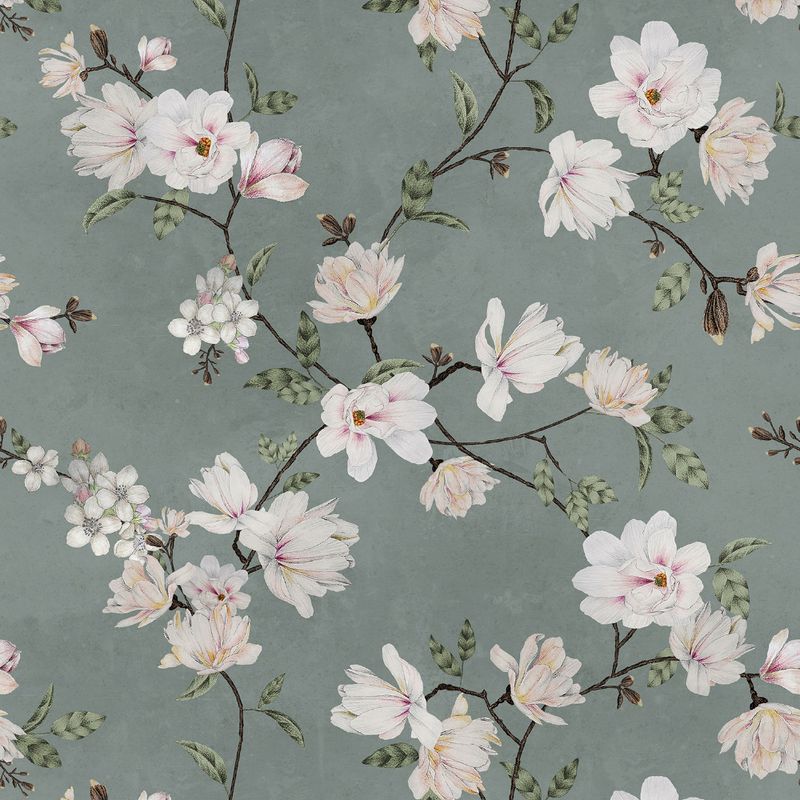 Papel-de-Parede-Vinilico-Flores-na-Selva-Verde-e-Branco