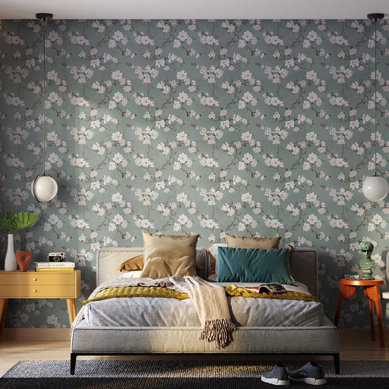 Papel-de-Parede-Vinilico-Flores-na-Selva-Verde-e-Branco