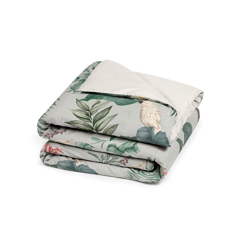 Capa-de-Edredom-Selva-com-Cacatuas-I-Cinza-e-Verde