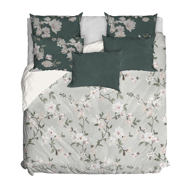 Capa-de-Edredom-Flores-na-Selva-Cinza-e-Branco