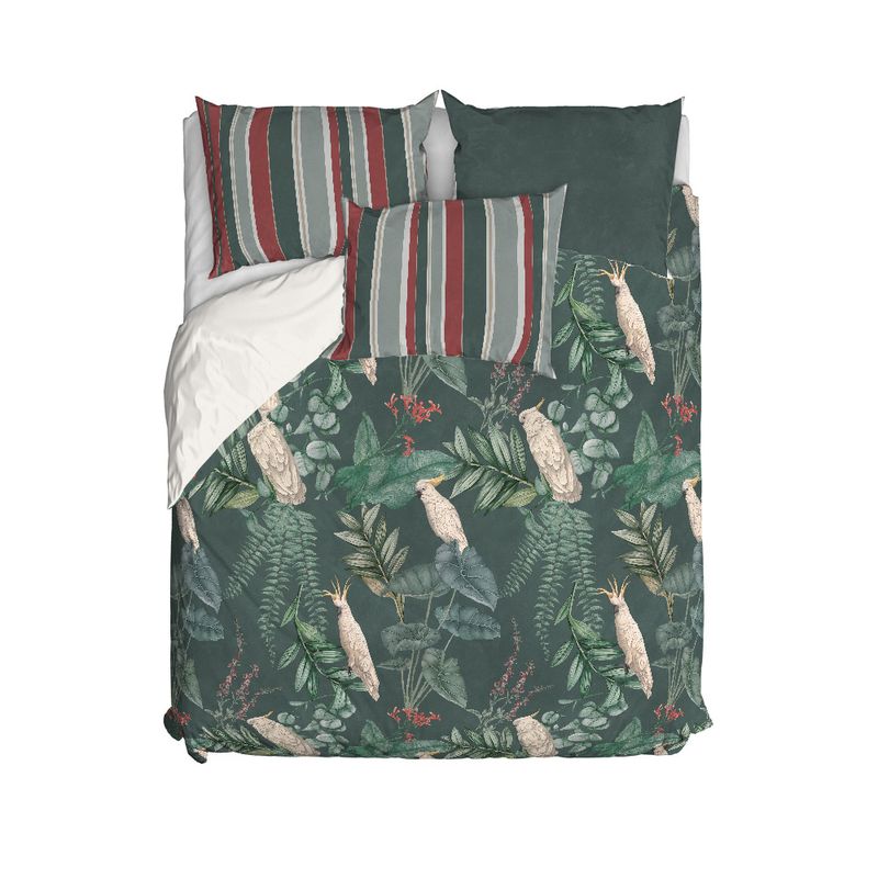 Capa-de-Edredom-Selva-com-Cacatuas-II-Verde-e-Branco