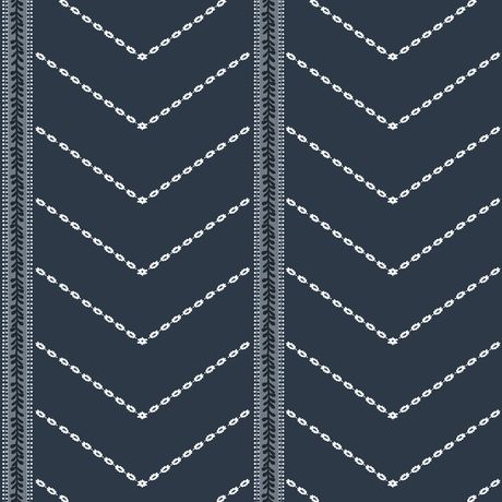 Papel de Parede Vinílico Padrões I Azul Marinho e Branco