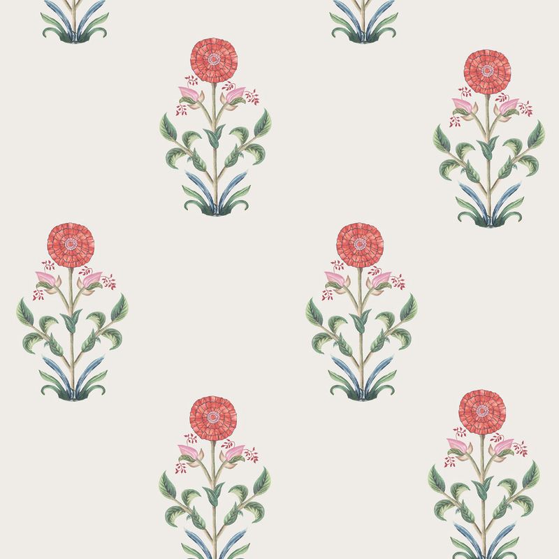 Papel-de-Parede-Vinilico-Flores-Felizes-Vermelho-e-Bege