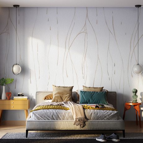 Painel de Parede Chuva Tropical Bege e Rosa
