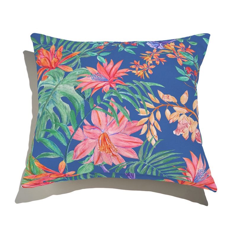 Capa-de-Almofada-Tropicana-Floral-Azul-e-Rosa