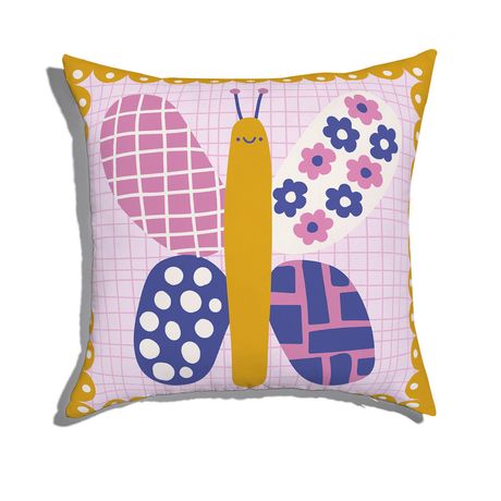 Capa de Almofada Flower Power Amarelo e Rosa