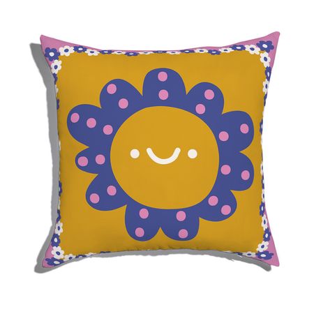 Capa de Almofada Flower Power II Amarelo e Rosa