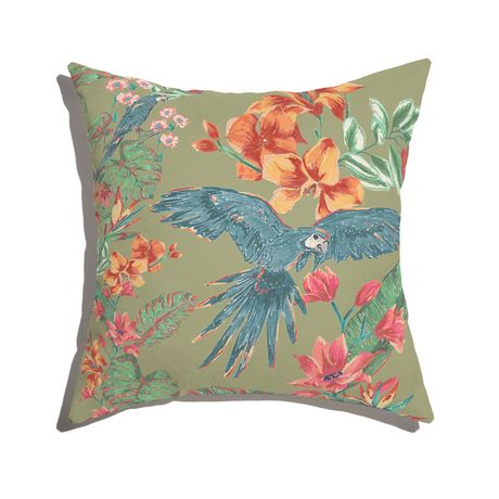 Capa de Almofada Flor de Arara Verde e Rosa