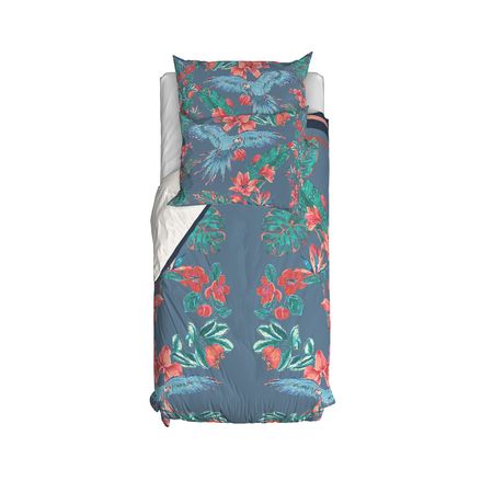 Capa de Edredom Arara com Bordas Azul e Azul Marinho