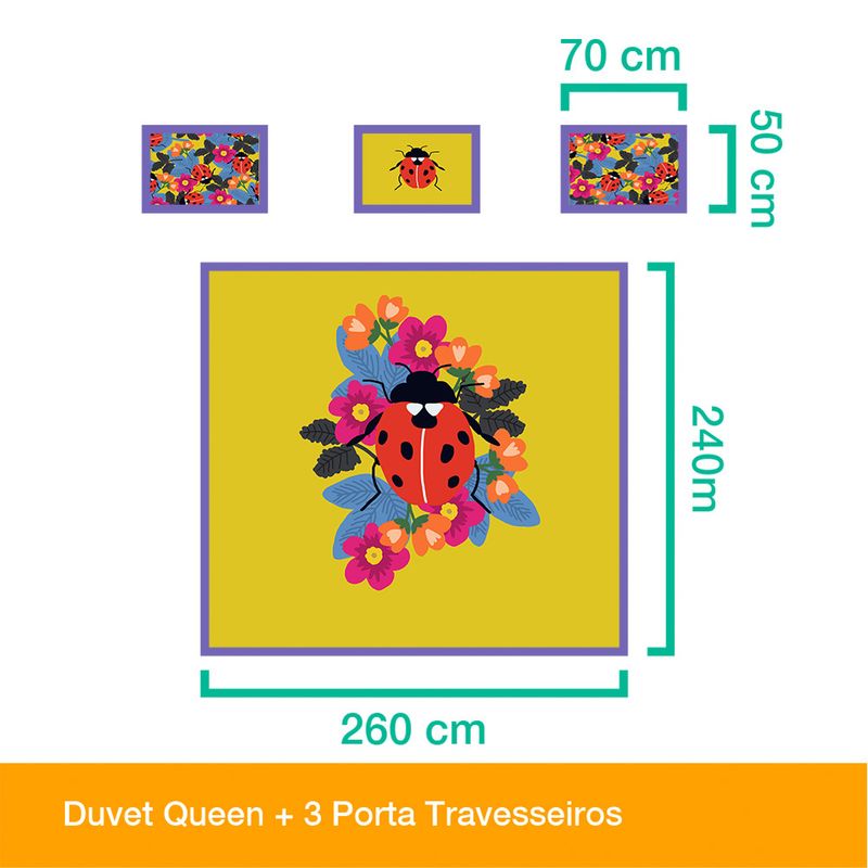 Capa-de-Edredom-Arranjo-da-Joaninha-Amarelo-e-Vermelho