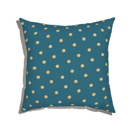 Capa de Almofada Pontinhos Boas Energias Azul Marinho e Amarelo