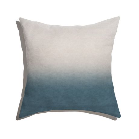 Capa de Almofada Degradê Trinchado Azul Marinho 01 e Branco