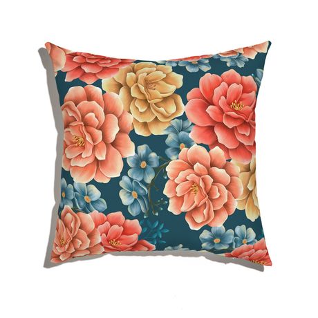 Capa de Almofada Florescer Vermelho e Bege