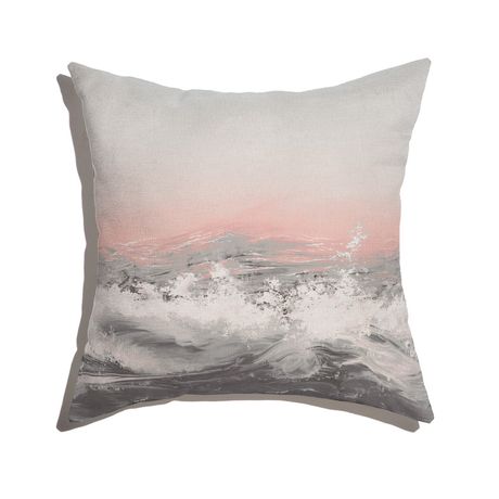 Capa de Almofada Mar Realista Cinza e Rosa