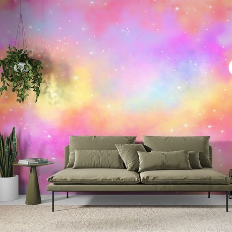 Painel de Parede Nebulosa Rosa e Amarelo